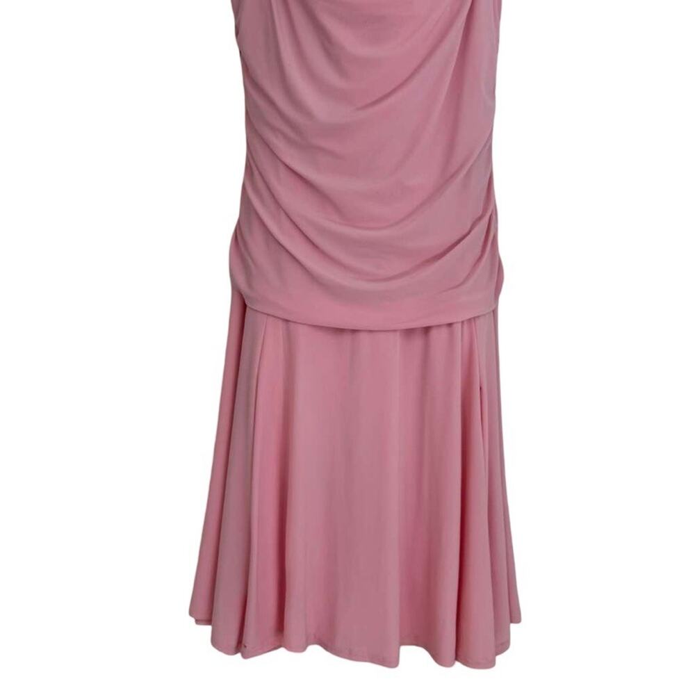 Candela Womens Pink Jersey Knit Scoop Neck Midi Stretch Dress Cap Sleeve sz 16 - Picture 4 of 13